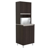 Inval Breakroom Cabinet With 4-Doors and Open Space 23.62 in W x 11.89 in D x 70.87 in H in Espresso and Amber Grey AL-4013